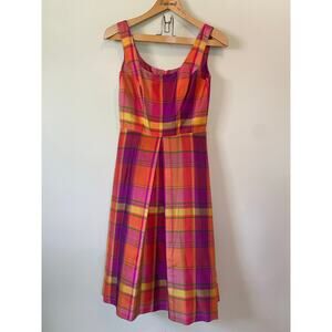 Beautiful vintage plaid silk sleeveless dress size 8 tulle layer garden wedding